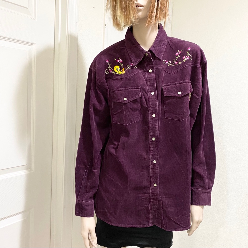 Vintage Tweety Bird Corduroy Button Down Shirt